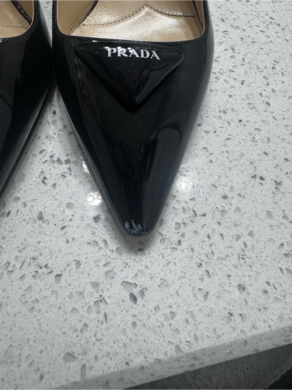 Prada Black Patent Pointed Slingback Pumps - Picture 3 of 5